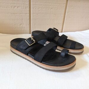 Merrell Juno Mid Slide Black Leather Toe Loop Platform Sandals Womens 8 J002164